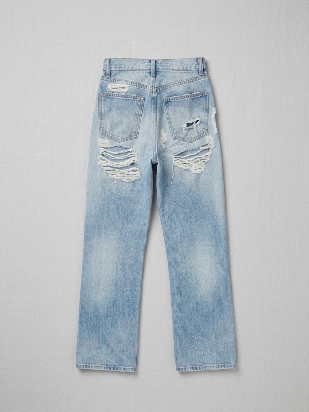 Zara Light Blue Ripped Men's Straight Jeans